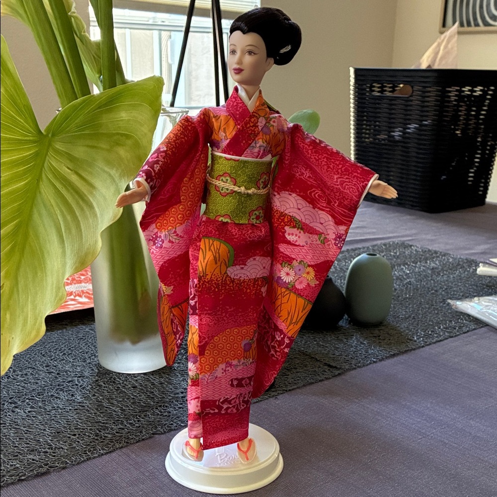 Barbie Vibrant Pink and Green Kimono Doll